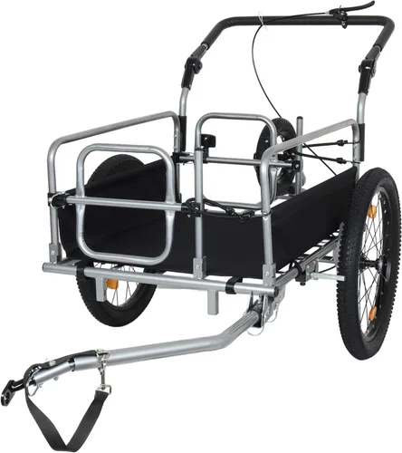 Vista 10 de LuckyNote Remolque de carga plegable para bicicleta con enganche universal para bicicleta, remolque de vagón de bicicleta con ruedas y reflectores