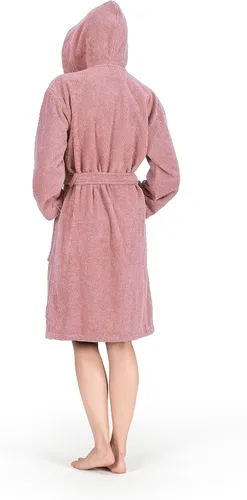 Vista 2 de NINE WEST Bata de baño de lujo con capucha para mujer, 100% algodón turco