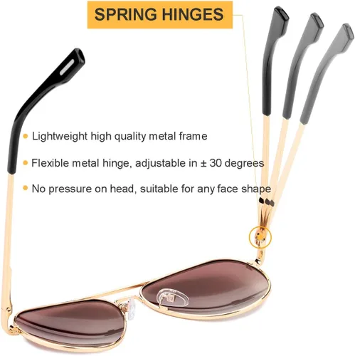 Vista 4 de Gleyemor Gafas de sol de aviador pequeñas para mujeres y hombres, marco pequeño de 2.047in, polarizadas, aviadores para cara pequeña
