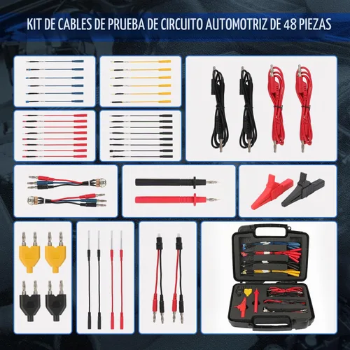 Vista 2 de Kit de 48 piezas de cables de prueba de circuito automotriz, cables de desconexión eléctrica, kit automotriz, herramientas de diagnóstico automático
