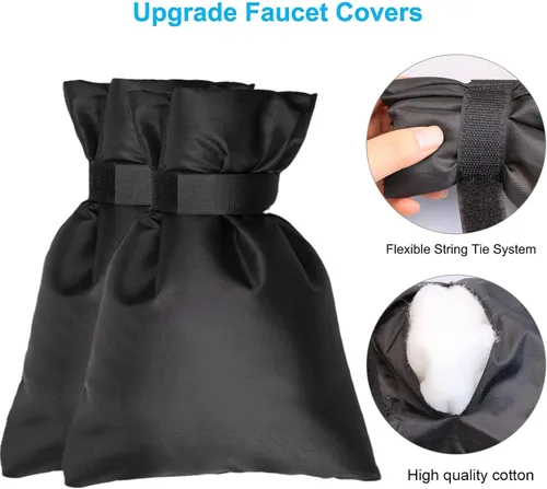 Vista 6 de Fundas de grifo para exteriores para invierno, gruesas de 9.8 pulgadas de alto x 7.3 pulgadas de ancho, cubiertas exteriores de grifo