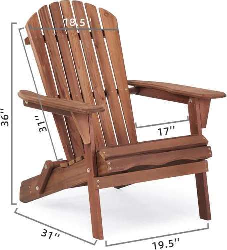 Vista 3 de Folding Adirondack Chairs Set of 2, Solid Cedar Wood Patio Lounge Chair, Wooden Outdoor Adirondack Chairs for Backyard, Deck, Lawn, Poolside