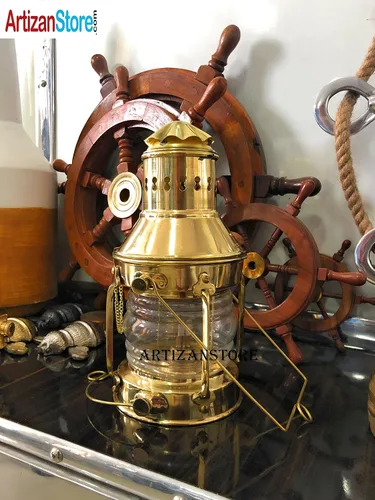 Vista 6 de Lámpara de aceite de linterna de latón náutico Lámpara colgante decorativa Lámpara de barco marino
