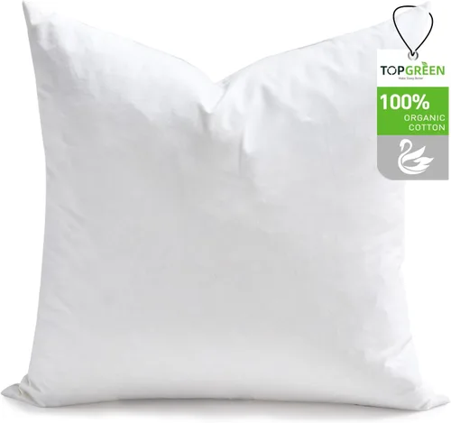 Vista 18 de TOPGREEN Rellenos de Almohada de Plumas y Plumón 12 x 12 pulgadas, Juego de 2, Funda de Algodón 100% Orgánico, Almohadas Decorativas Cuadradas