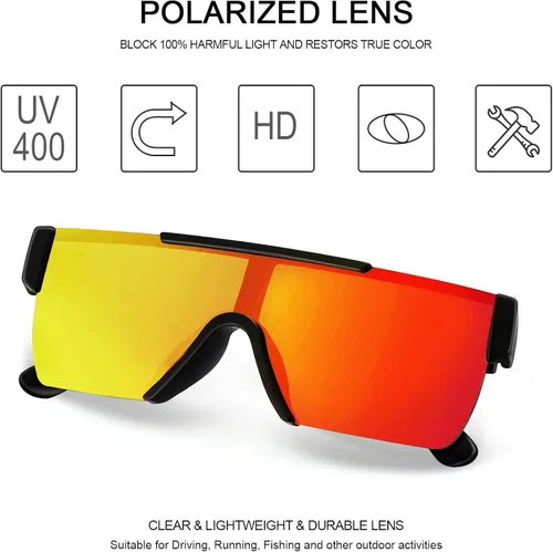 Vista 4 de Fullgren Mirrored Square SunglassesOversized Sunglasses for Womens Mens Flat Top Shield Rimless Sunglasses UV Protection