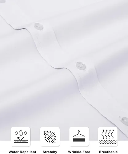Vista 5 de Alimens & Gentle Camisas de vestir de manga larga para hombre, camisas de vestir ajustadas para hombre, camisa con botones para hombre, talla grande