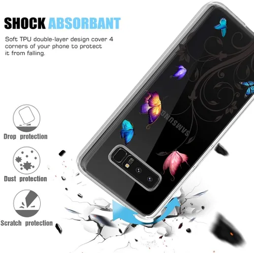 Vista 7 de Funda de teléfono para Galaxy Note 8, Samsung Note 8 para niñas y mujeres, TPU suave y transparente, a prueba de golpes, funda protectora