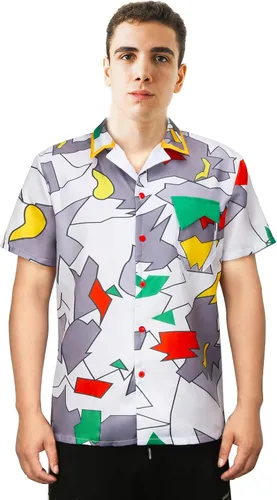 Vista 2 de Dustin Camisa abotonada para hombre, camiseta Henderson para cosplay, camiseta de béisbol juvenil, manga corta, trajes de Halloween aterradores