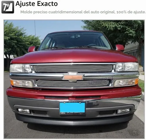 Vista 6 de Parrilla frontal cromada para Chevy Silverado 1999-2002 1500/2000-2006 Chevy Suburban Tahoe aluminio Billet rejilla pulido (2 piezas)