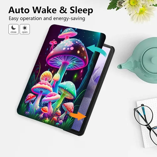 Vista 115 de Funda para tablet Fire 7 (12ª generación, versión 2022), delgada, a prueba de golpes, delgada, de piel sintética, con función de apagado/encendido