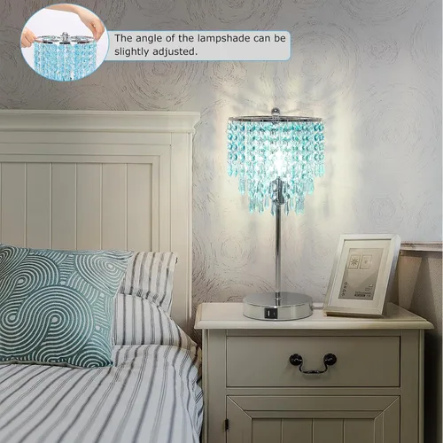 Vista 6 de Lámpara de mesa de cristal con control táctil, lámparas de mesita de noche con doble USB para dormitorio, lámpara de mesita de noche regulable de 3