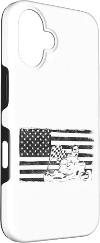 Vista 3 de iPhone 16 Go Kart Racing American Flag Vintage Case