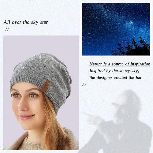 Vista 7 de Gorro de invierno para mujer, gorro de punto, cálido, suave, holgado, de cachemira, para mujer y madre