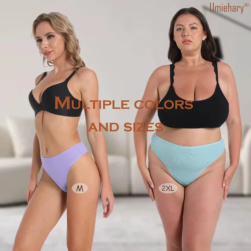 Vista 2 de Umiehary Bragas deportivas elásticas de algodón y nailon de cintura alta para mujer ropa interior transpirable talla regular y grande