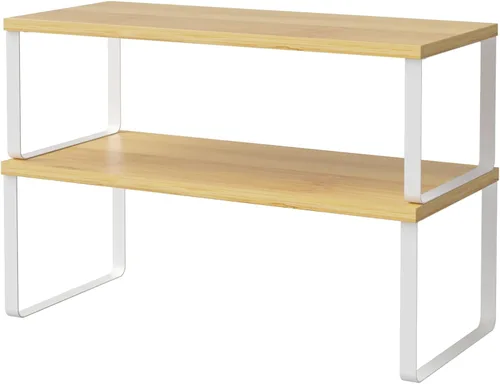 Vista 7 de NEX Organizador de gabinete de cocina y estante de mostrador, apilable y expandible, negro y natural