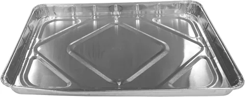 Vista 4 de Paquete de 10 bandejas de aluminio duraderas para hornear de 1/2 de tamaño medio, con tapas de cúpula, moldes desechables de aluminio para hornear