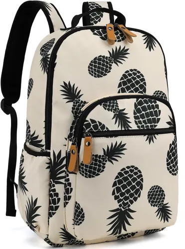 Vista 59 de Leaper Mochila para laptop para mujer: linda mochila floral para escuela, universidad, viajes, trabajo, mochila ligera para niños, Negro margarita
