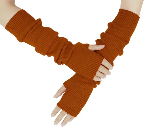 Vista 58 de Guantes cálidos de cachemira de brazo largo para mujer, guantes de invierno acogedores sin dedos, calentadores de brazos suaves, gran regalo