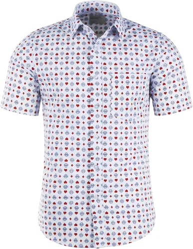 Vista 9 de Camisa de vestir de manga corta para hombre, ajuste regular, con botones, casual, con estampado único Grandes estrellas de la marina