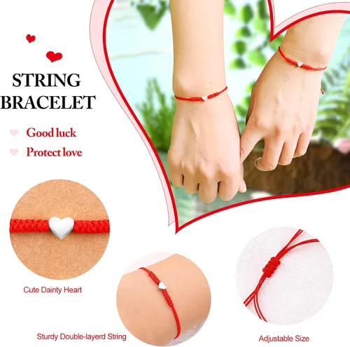 Vista 16 de Regalos para el día de la madre para mamá, hilo rojo, para madre e hija, juego de 2 pulseras de corazón a juego para mamá y yo, pulsera roja