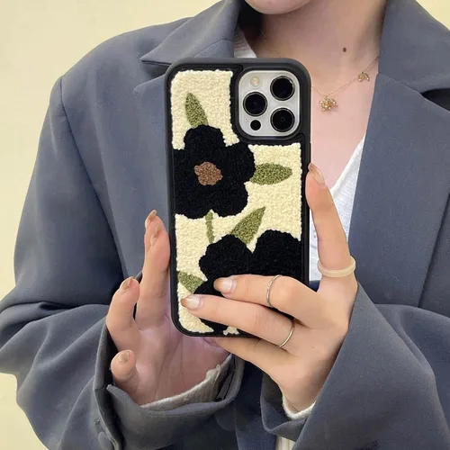 Vista 7 de Funda para teléfono con diseño floral negro compatible con iPhone 12 Pro Max de 6.7 pulgadas 2021, bonito diseño floral femenino, delgado y suave