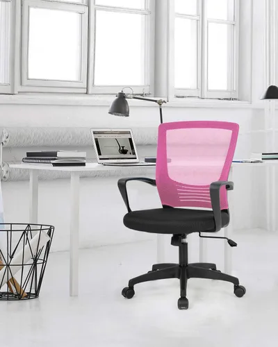 Vista 2 de Silla de oficina en casa, silla ergonómica de escritorio, silla de computadora de malla, soporte lumbar, moderna, ejecutiva, ajustable, giratoria