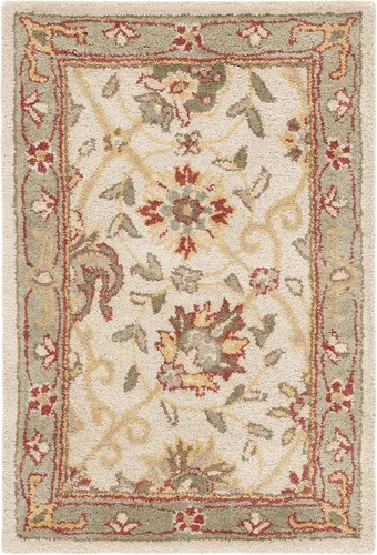 Vista 34 de SAFAVIEH Colección Antigüedades - Alfombra de 6' redonda, marrón y verde, hecha a mano, diseño oriental tradicional de lana, ideal para áreas