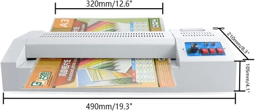 Vista 5 de Máquina laminadora de 13 pulgadas, laminadora térmica de 176.0-356.0 °F con 4 rodillos, máquina laminadora A3 y A4 para el hogar, oficina, escuela