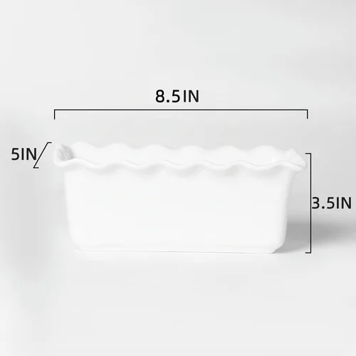 Vista 3 de Molde de pan antiadherente de porcelana para hornear, 8.5 x 5 pulgadas, color blanco