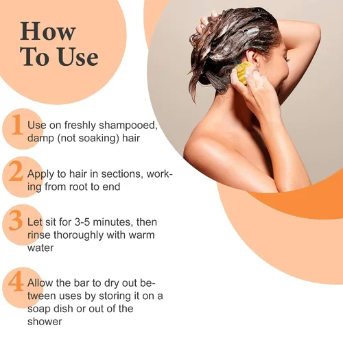 Vista 5 de Relaxcation Barra acondicionador de aceite de raíz de jengibre y camelina, hidratante y crecimiento del cabello, hecha a mano en Estados Unidos