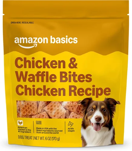 Vista 10 de Marca Amazon – Golosinas Wag para perros, bocados de pollo y waffle, 12 onzas resellables, paquete de 1