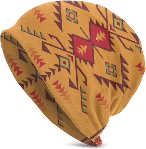 Vista 2 de Gorras de gorro nativo del suroeste americano, indio azteca azteca, suéter de punto de calavera, gorro de invierno y verano cálido