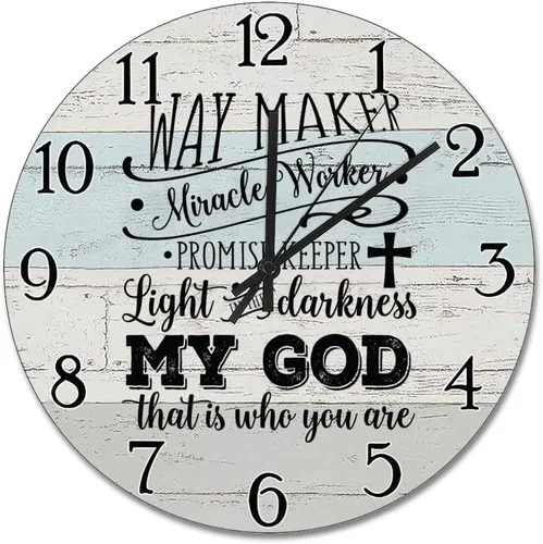 Vista 20 de Trust in the Lord With All Your Heart - Reloj de pared con versículo bíblico – Arte de cita religiosa de madera cristiana inspiradora – Madera
