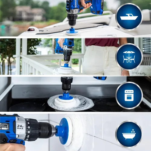 Vista 3 de RotoScrub Paquete de 6 almohadillas de repuesto multiusos para uso con accesorios RotoScrub Drill