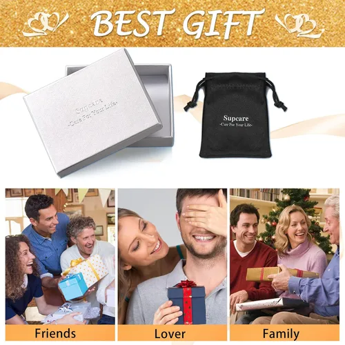 Vista 7 de Supcare Collar personalizado con medallón de alas de ángel con imagen conmemorativa, regalo de recuerdo personalizado para mujeres