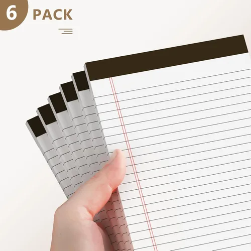 Vista 5 de Nichela Blocs de Notas de 5" x 8" Paquete de 6 Blocs Legales de Rayas Estrechas con Perforaciones 30 Hojas Blocs Pequeños para Escribir Papel