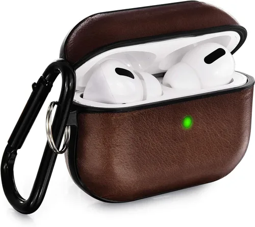 Vista 14 de V-MORO Compatible con Airpods Pro 2 Funda de Cuero Genuino AirPod Pro 2ª Generación Hombres [LED Frontal Visible] Fundas Protectoras de Cuero Negro