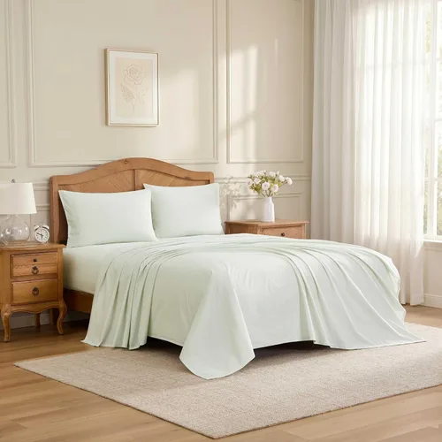 Vista 64 de Laura Ashley - Juego de sábanas individual, ropa de cama de percal de algodón fresca y suave con bolsillos profundos, ligera para comodidad durante