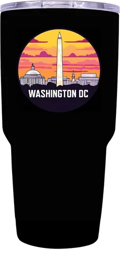 Vista 31 de Washington, D.C. Souvenir - Vaso aislado de acero inoxidable, 24 onzas, color negro, A