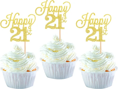 Vista 13 de Paquete de 24 adornos para cupcakes con purpurina número 15, quince cumpleaños, decoración para cumpleaños de 15 años, suministros de fiesta de Negro