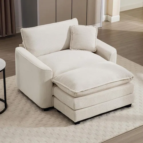 Vista 50 de Aoowow Sofá de dos plazas de pana, modernos sofás de nube de 2 plazas para sala de estar, sofás modulares de nube seccionales con asiento profundo