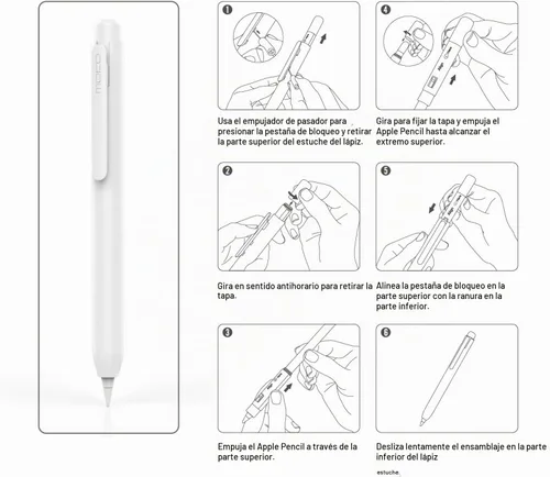 Vista 4 de MoKo Funda retráctil para Apple Pencil 1ª generación, color blanco A-blanco