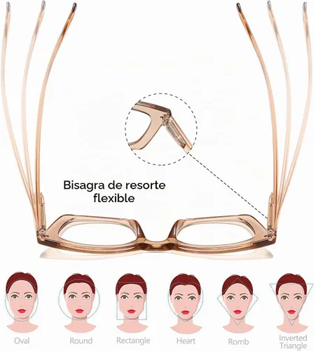 Vista 5 de Lentes de lectura elegantes para mujer con bloqueo de luz azul y bisagra de resorte
