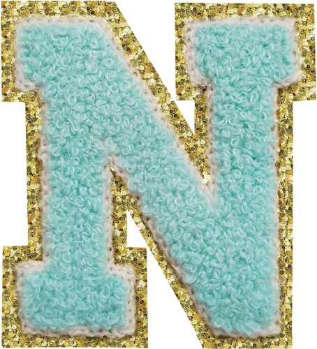 Vista 14 de 3Pcs Letter Patches Varsity Glitters Chenille,SPRT Iron on Blue Letter Patch,Alphabet Cloth Patch for Team Costume Decoration 3.1in Height S