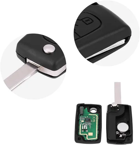 Vista 4 de Qiilu Llave de control remoto de entrada sin llave, 2 botones de encendido de coche 433MHz con hoja sin cortar para 207 307 308 407 807