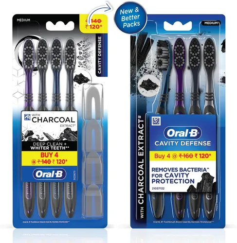 Vista 2 de Oral-B Cavity Defense 123 Cepillo de dientes negro mediano (paquete de 4)
