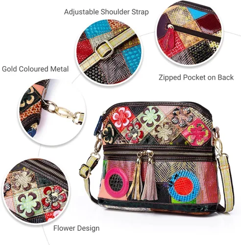 Vista 4 de Eysee Bandolera Mujer Multicolor, Bolso de Cuero Colorido Monederos (Multicolour5)