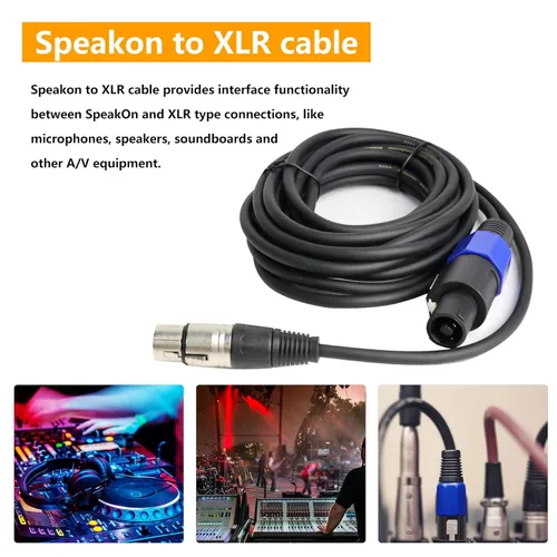 Vista 7 de HBU Paquete de 1 cable Speakon a XLR hembra, cable de audio Speak-ON macho a conector XLR de 3 polos, estudio Pro PA DJ, cable de extensión