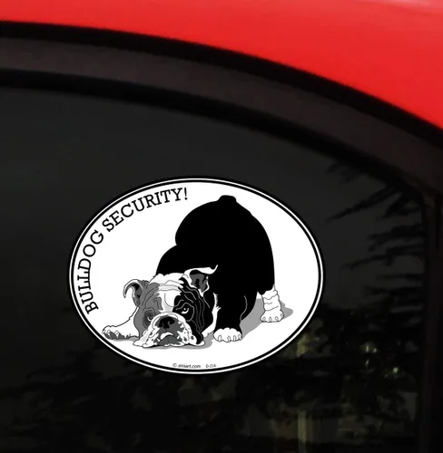 Vista 2 de BULLDOG SECURITY - Calcomanías para ventana de automóvil, diseño de bulldogs ingleses, regalo