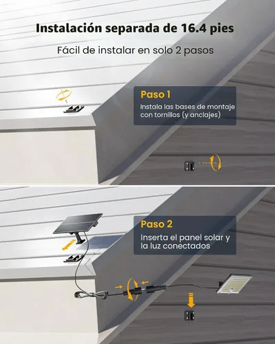 Vista 7 de Mini luces solares para exteriores con sensor de movimiento, 170 luces LED solares de inundación al aire libre del atardecer al amanecer con cable